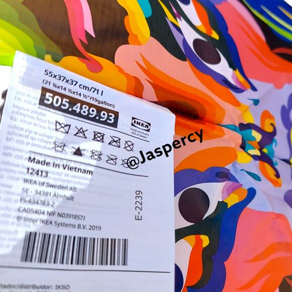 IKEA-ÖMSESIDIG Limited Edition Vibrant Multi Color XL Everything Shopping Bag - Picture 8 of 11
